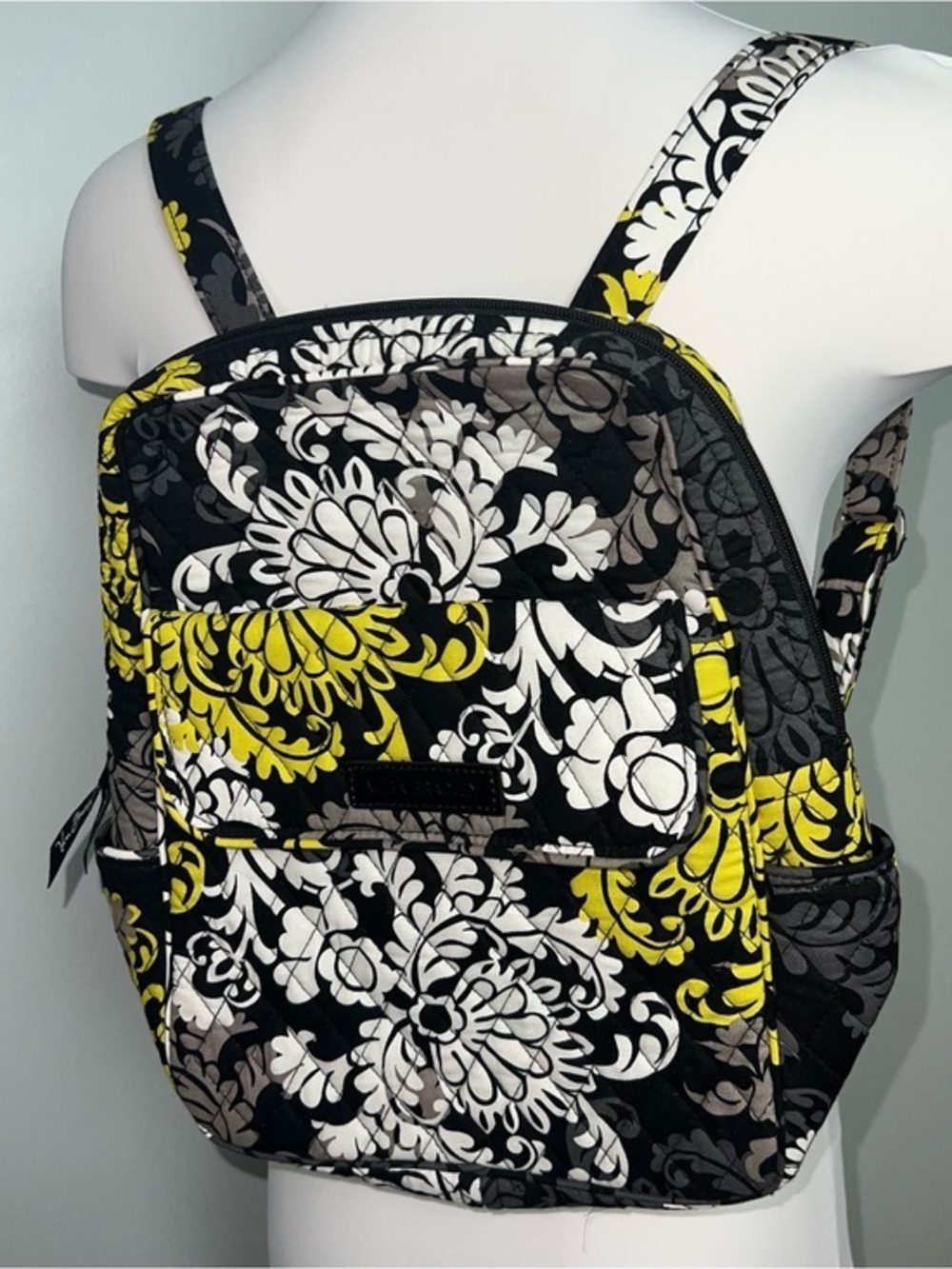 Vera Bradley Backpack Yellow Birdie Floral Quilted Cotton Travel Bag